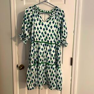Jade L dress blue/green/white